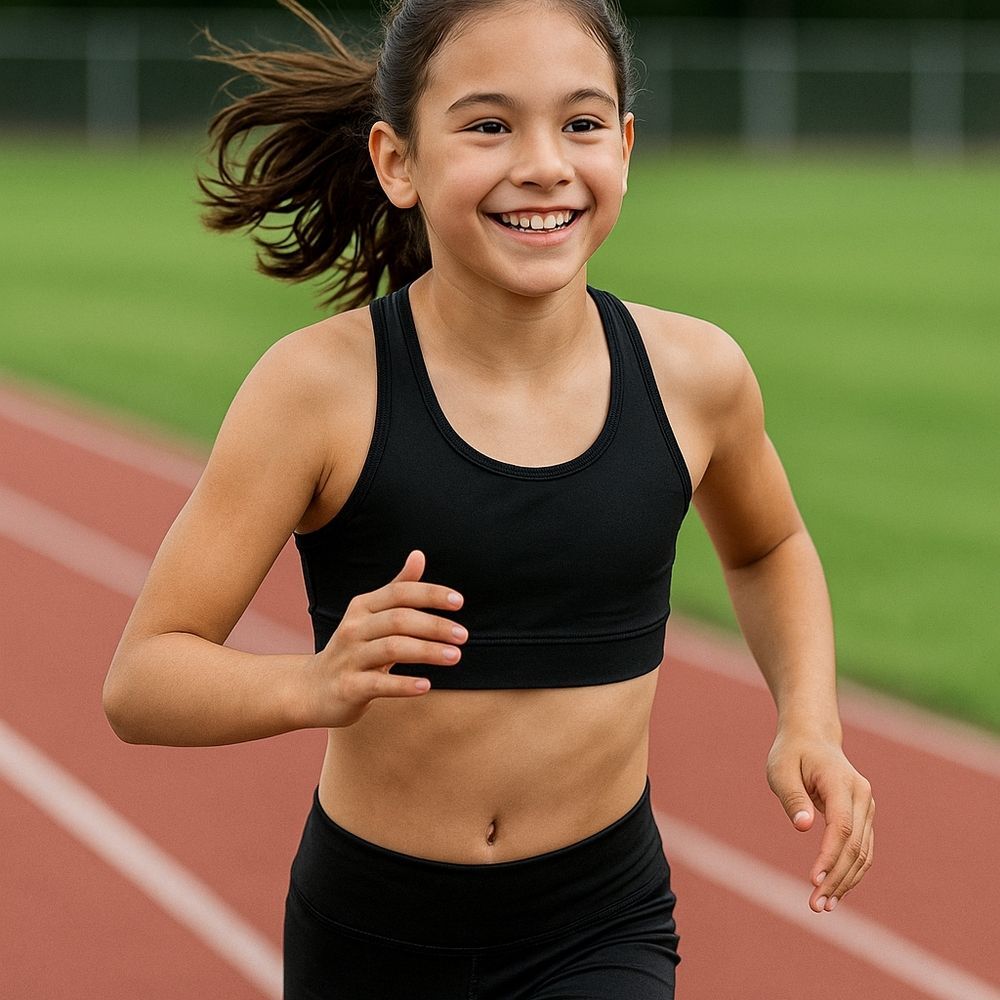 Girls Black Racerback Sports Bra L Activewear Athleisure Yoga Sporty Athletic